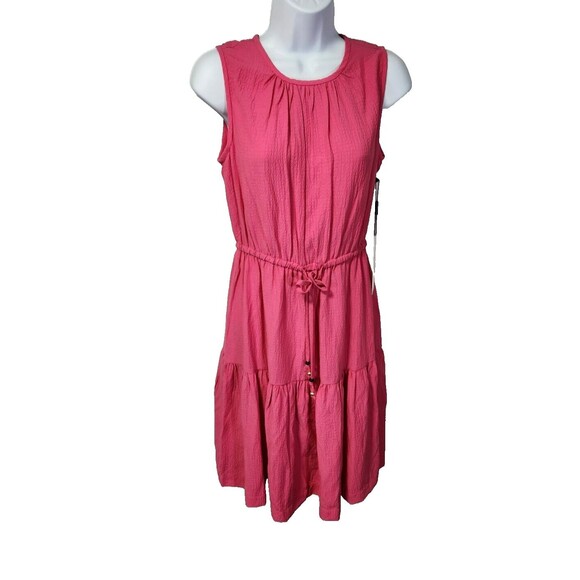 Calvin Klein Women’s Pink Crinkled Sleeveless Dress Size 4, Drawstring, NWT - Picture 2 of 6